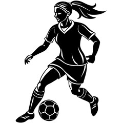 Naklejka premium female football player dribbling ball vector