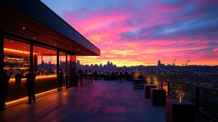 Fototapeta premium Rooftop Bar with Sunset View