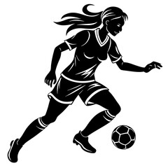 Naklejka premium female football player dribbling ball vector