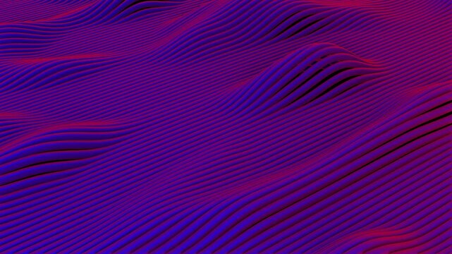 Abstract geometric pattern with wavy rows of cubes in pink and blue

