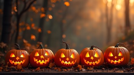 Fototapeta premium halloween pumpkins background