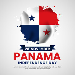 Panama Brush painted grunge flag for Independence day square background