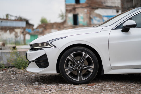 KRASNOYARSK, RUSSIA - July 19, 2024: White Kia K5