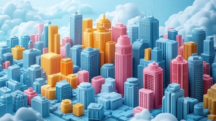 Obraz premium Colorful Cityscape Illustration