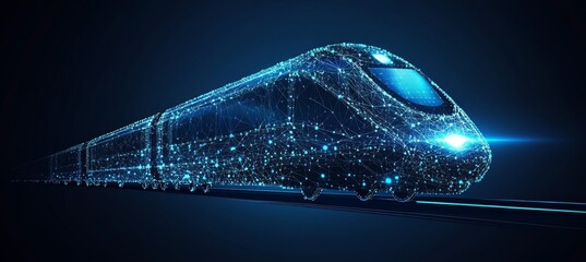 Futuristic High-Speed Train with Glow Lines, Transportation Technology Concept Background