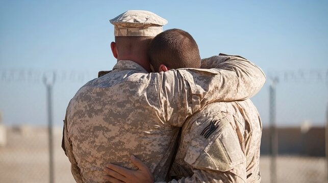 Military Soldiers Embracing  Farewell  Deployment  War   Support
