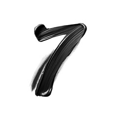 Number 7 made of black paint brush stroke