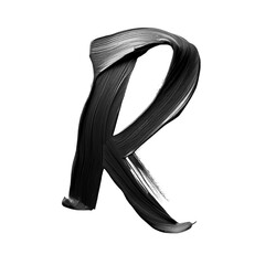 Letter R made of black paint brush stroke