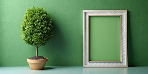 Fototapeta premium A framed picture of a green wall with tree and plant