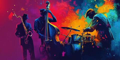 Jazz music background poster, band instrument concert