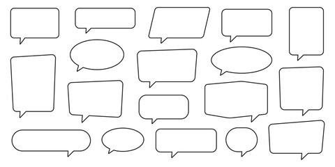 Collection of line speech bubble, speech balloon, chat bubble.