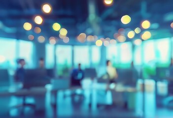 Abstract Blurred Office Interior with Bokeh Lights