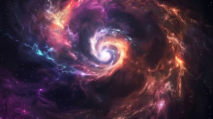 Stunning spiral nebula with vibrant colors in deep space - mesmerizing cosmic background perfect for sci-fi wallpapers and outer space-themed projects


