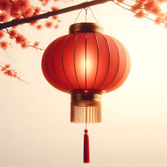 Fototapeta premium Cultural Red Lantern for Prosperity | A symbolic red lantern representing wealth and good luck, an iconic part of Chinese heritage.