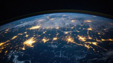 Obraz premium Earth at Night, A Satellite View of Global Connectivity