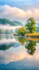 Obraz premium overcast morning landscape soft muted tones background