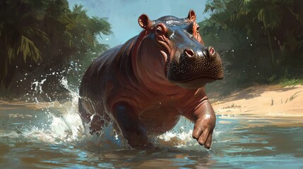Fototapeta premium hippopotamus in water