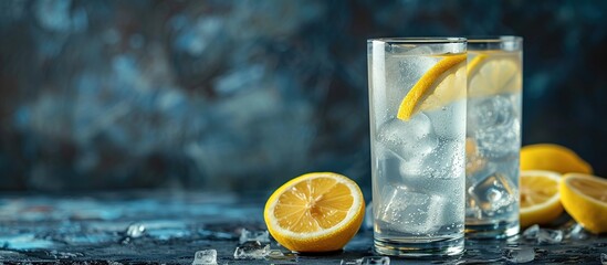 Refreshing Lemon Soda with Ice Cubes