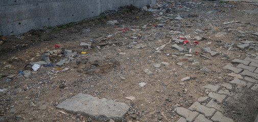 Garbage dump in the streets.the concept of environmental pollution