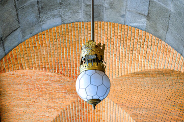 Ancient lamp in the ceiling of the Royal Palace, Madrid, Spain