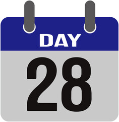 illustration of a daily calendar. Calendar day 28