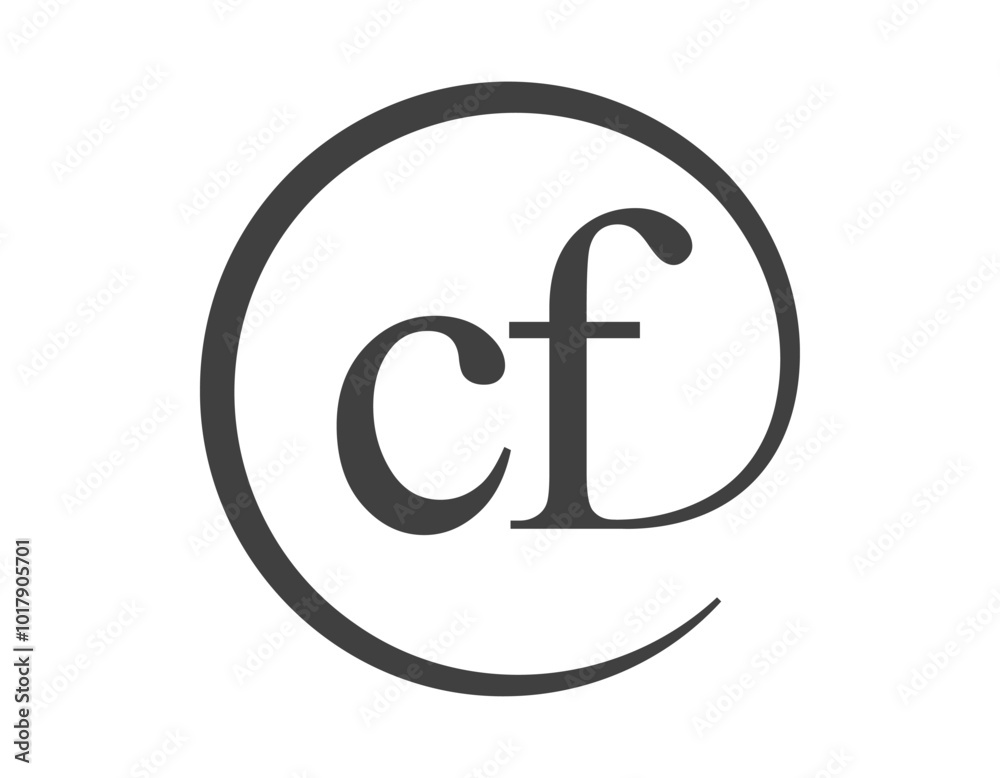 Fototapete cf logo from two letter with circle shape email sign style. c and f round logotype of business compa