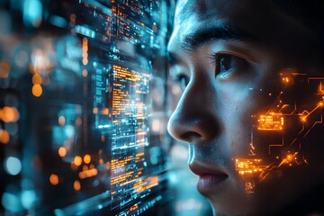 Futuristic Technology Transformation with Digital Command Prompt Interface