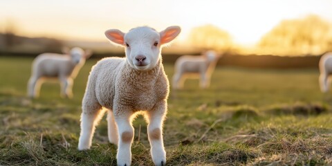 Obraz premium A rural scene in the Scottish Lowlands, where Texel lamb farming is integral to the local economy