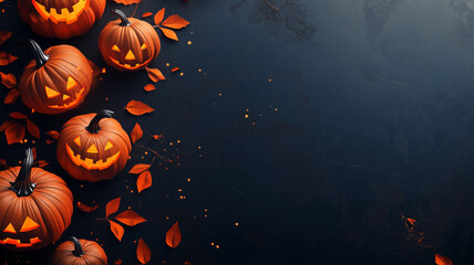 Halloween event background with charming  pumpkins. Premium for banners, posters, greetings and Halloween celebrations 
