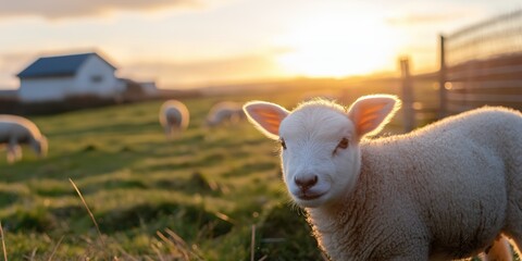 Obraz premium A rural scene in the Scottish Lowlands, where Texel lamb farming is integral to the local economy
