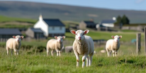 A rural scene in the Scottish Lowlands, where Texel lamb farming is integral to the local economy