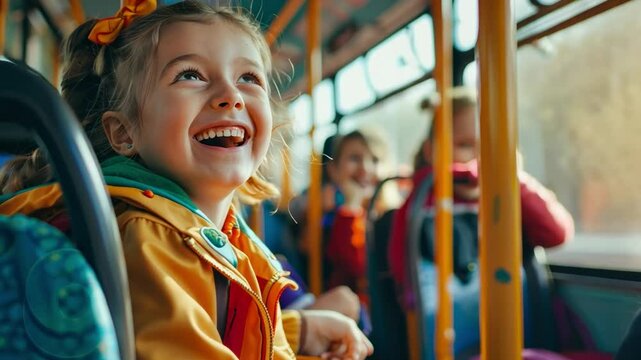 Children are more fun and excited to ride the bus to school, laughing and sharing stories with friends.