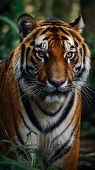 Wild Tiger in the Tall Grass