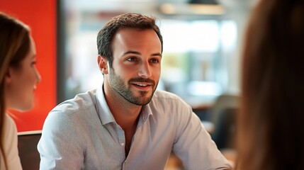 Obraz premium Engaging Business Meeting with Young Professionals