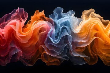 Obraz premium Abstract Fluid Art: Vibrant Waves of Colorful Fabric-Like Swirls for Creative Design