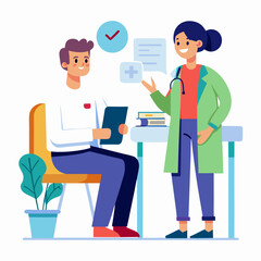 doctor and patient in consultation vector