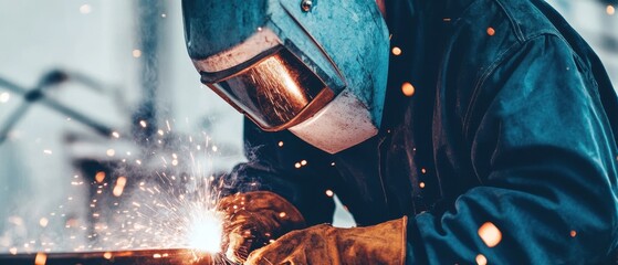 Close Up of a Welder's Focused Concentration During a Precision Welding Task