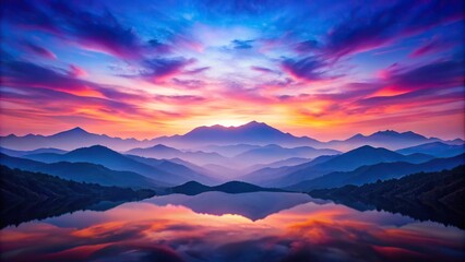 Obraz premium A stunning purple and blue sunset over the mountains
