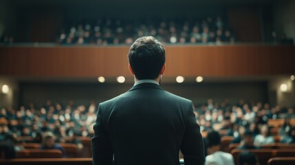 Academic lecture hall presentation with copy space for educational designs