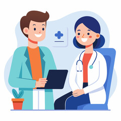 doctor and patient in consultation vector
