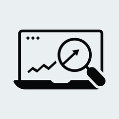 Research rising data icon stock illustration