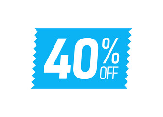Discount offer tag badge. Sale promotion label with 40 percentage sign.