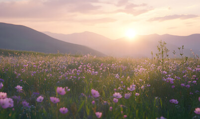 Obraz premium Dreamlike Landscapes and Mystical Gardens with Vibrant Flowers and Glowing Nature