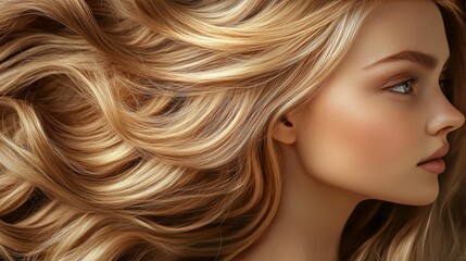 A Woman with Long Blonde Hair and a Profile View