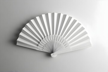 Minimalist White Folding Paper Fan Mockup on Plain Background
