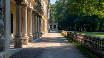 Obraz premium Stone Colonnade in a Palace Garden.