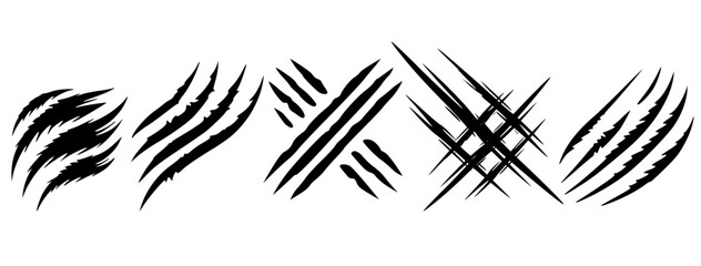 scratch mark sign. vector icon set for tiger and other predator animal attack warning. danger, horror, scar, scary concept. vector eps illustration
