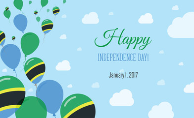Tanzania Independence Day Flat Patriotic Poster.
