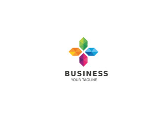 Business logo, modern, minimalistic, abstract shapes, vibrant colors