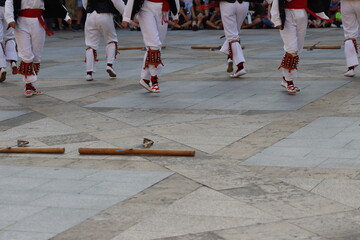 Basque folk dancers in an outdoor event